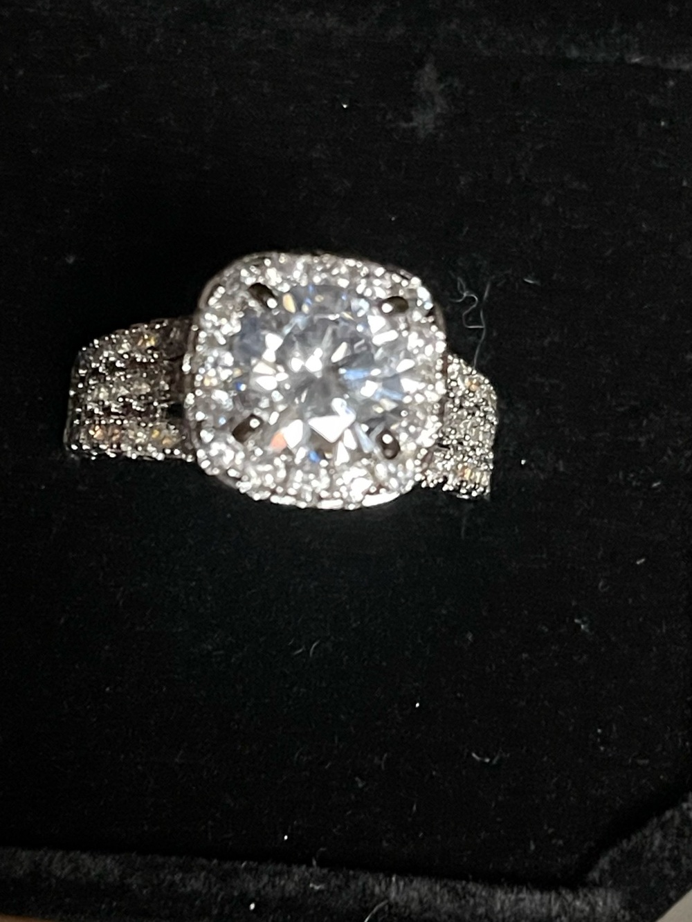 Sterling Silver Accent Cubic Zirconia Halo Ring sz7